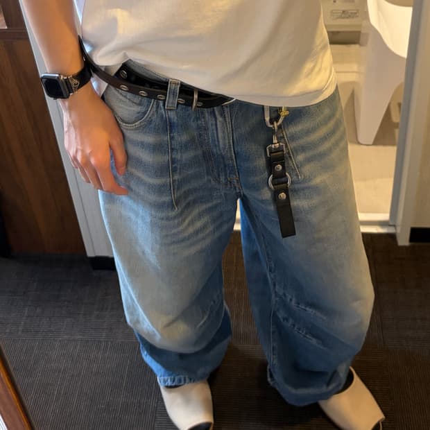 R13 glen articulated knee jeans blue