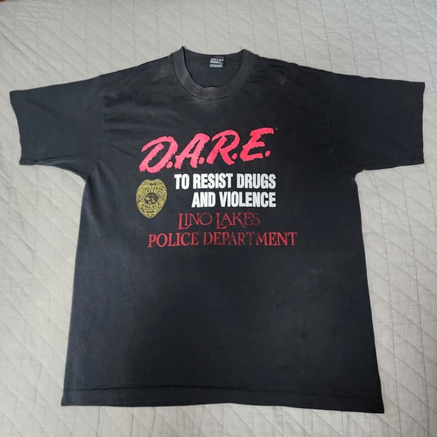 [XL] 90s 빈티지 DARE 티셔츠 페이디드 블랙 ver.1