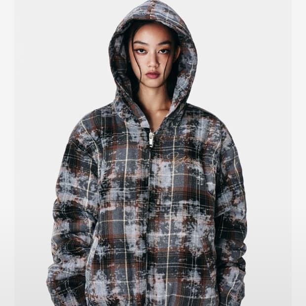 Yeel 체크 후드 점퍼(사이즈 m)