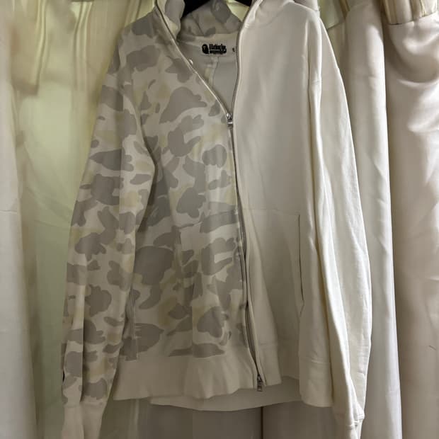 [2xl]베이프 화이트 카모 풀집업 후드티