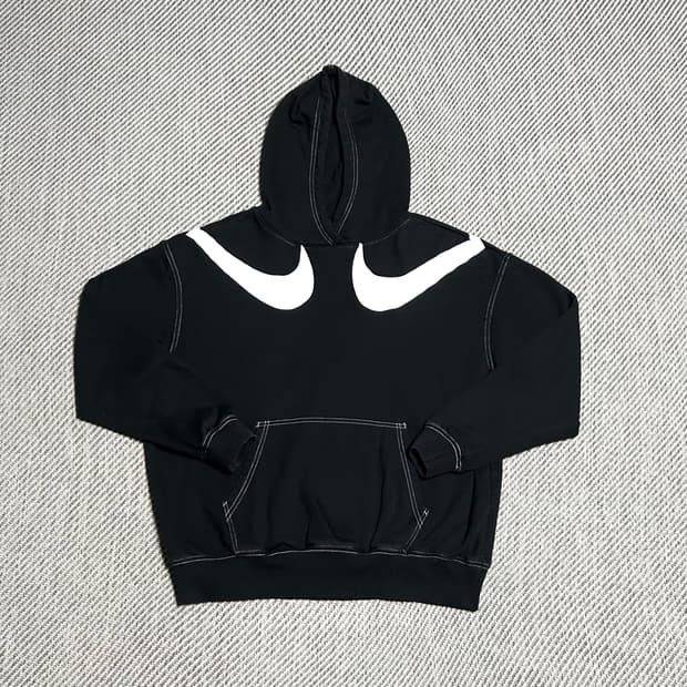 [XXL] Nike 나이키 우먼즈 더블 스우시 검/흰 후드티