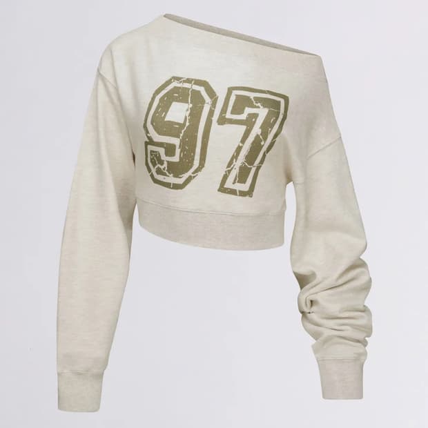 스컬프터 오프숄더 크롭 맨투맨