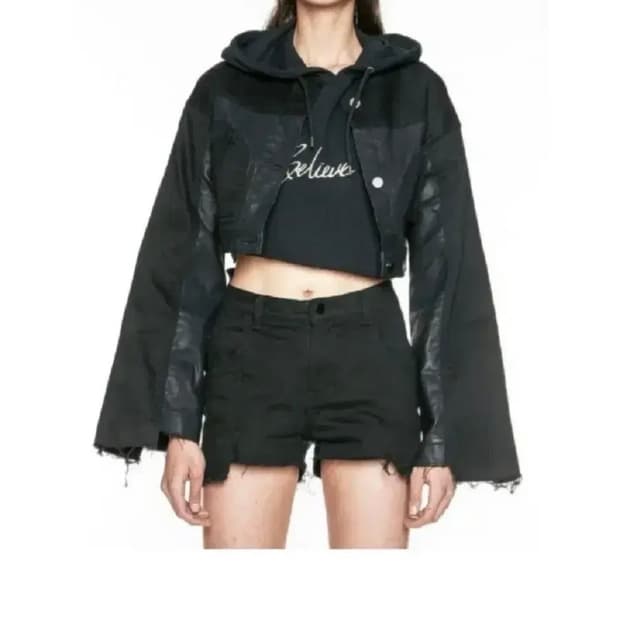 isbim cropped leather jacket