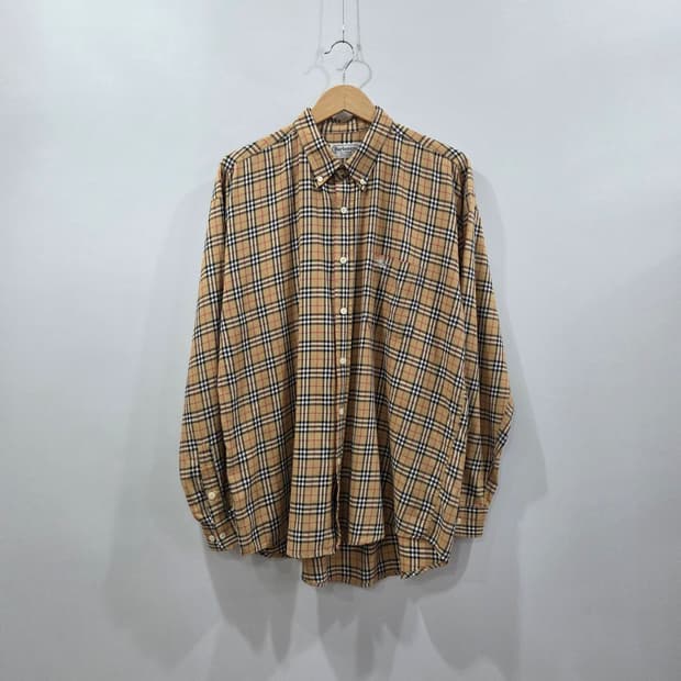버버리 버튼다운 노바 체크셔츠 XL