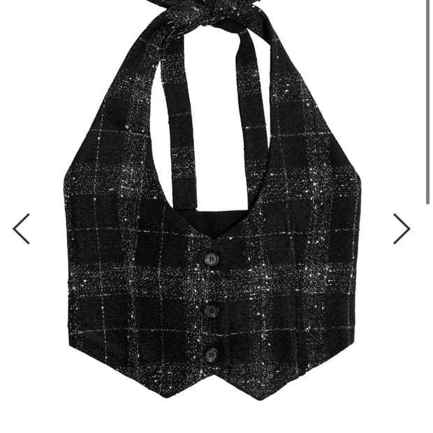준수이 Tweed Halter Vest Black