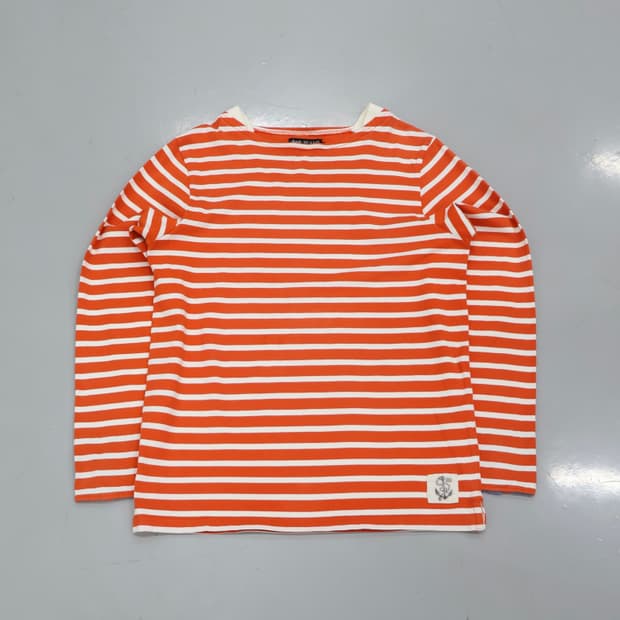 BEAMS HEART Orange Nautical Stripe Tee