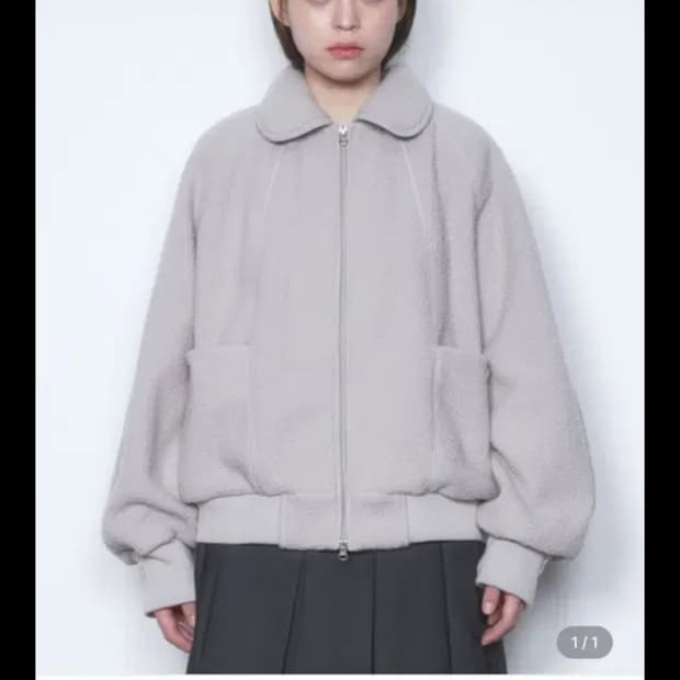 뚜오미오 오버사이즈 플리스 봄버 라이트그레이