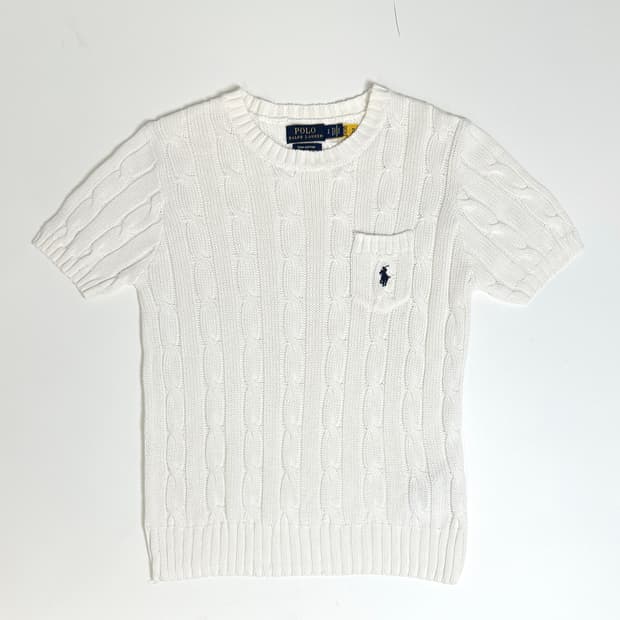 폴로 랄프로렌 케이블 반팔 니트 (화이트 S)
