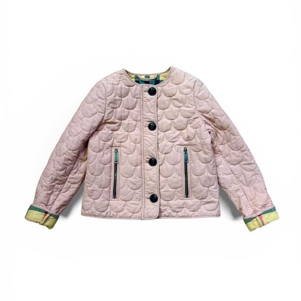 버버리 키즈 퀼팅 파스텔 핑크 자켓 