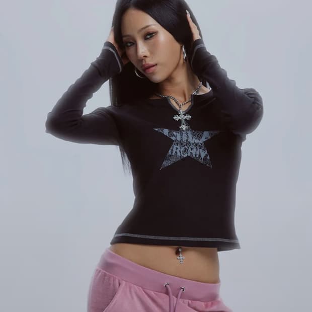 당일배송) 길라아카이브 스타 그래픽 롱슬리브 블랙