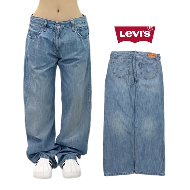 리바이스 569 새깅 워싱 와이드 스케이터 데님팬츠