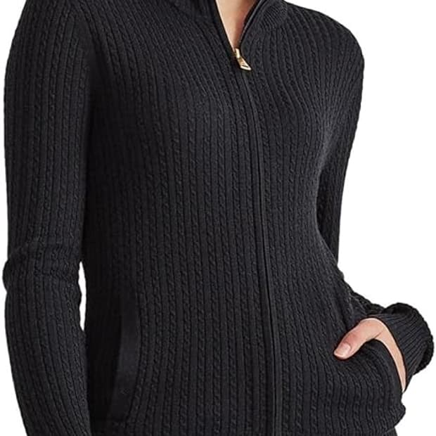 LAUREN RALPH LAUREN케이블 니트 집업S