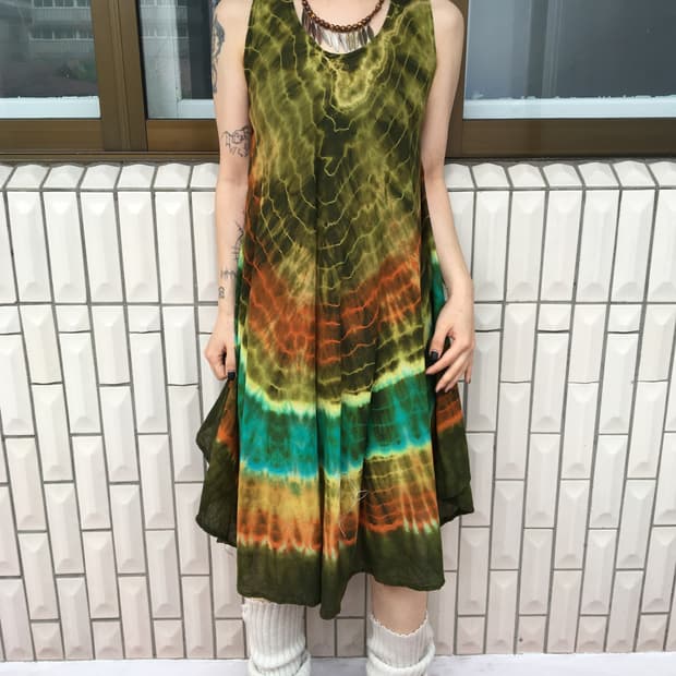 Ethnic mood dyed unbalanced sleeveless