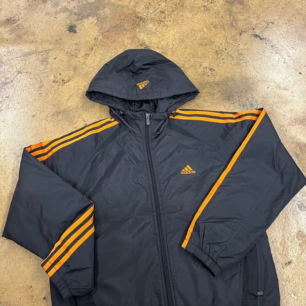 [정품/95] 아디다스 후드 바람막이 블랙 오렌지 삼선 b18