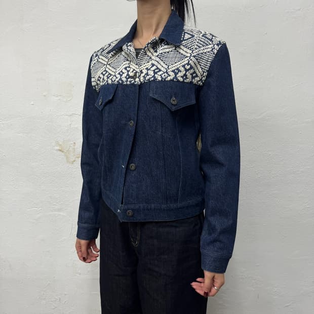 리바이스 인디고블루 Made&Crafted 프린지 데님 트러커 자켓