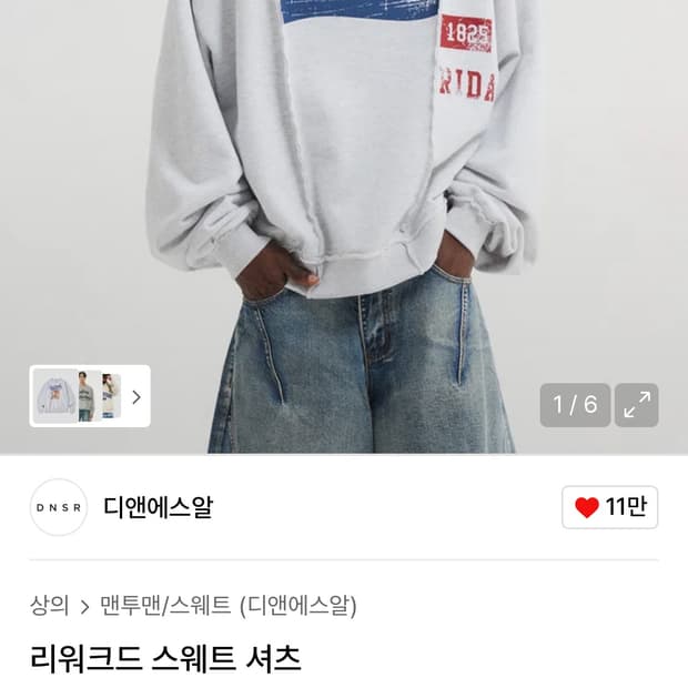 DNSR 리워크트 스웨트 셔츠