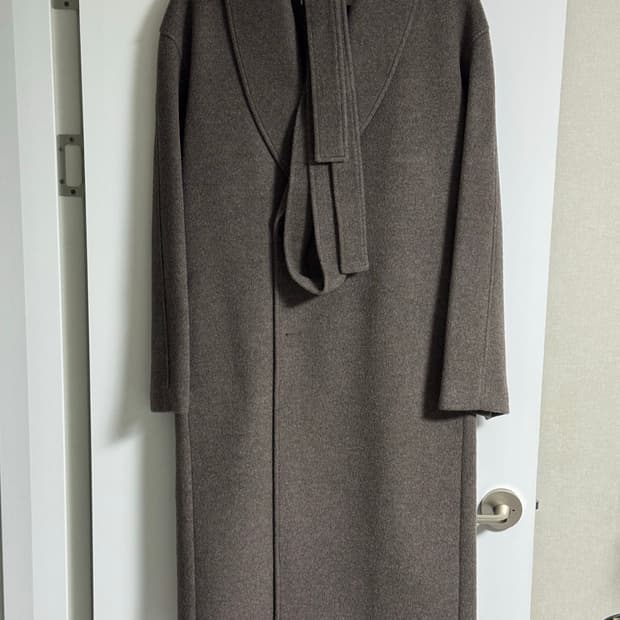 <L> 던스트 캐시미어 숄 카라 로브 코트 소프트 브라운