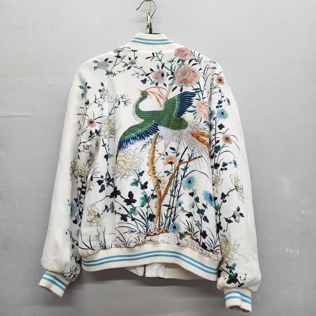 자라 봉황 자수/플라워 패턴 스카잔 자켓 XS(M)