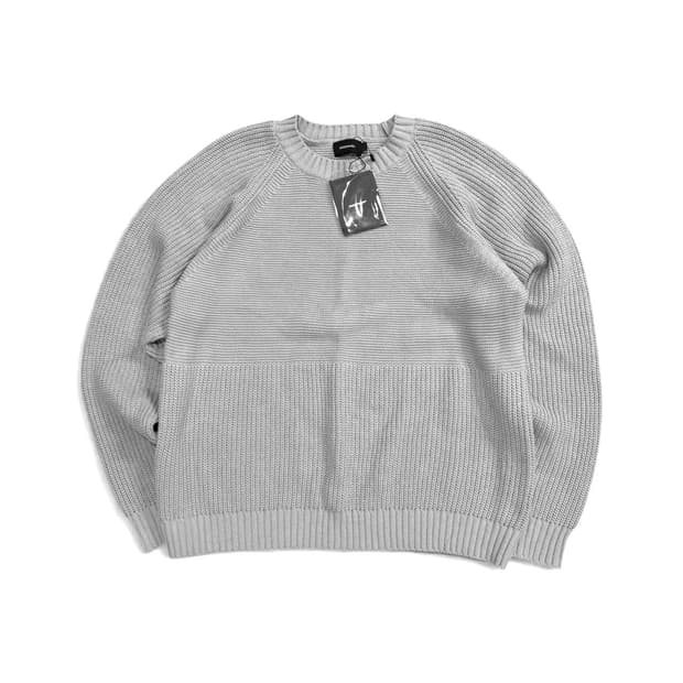 매스노운 코튼 크루넥 그레이 니트