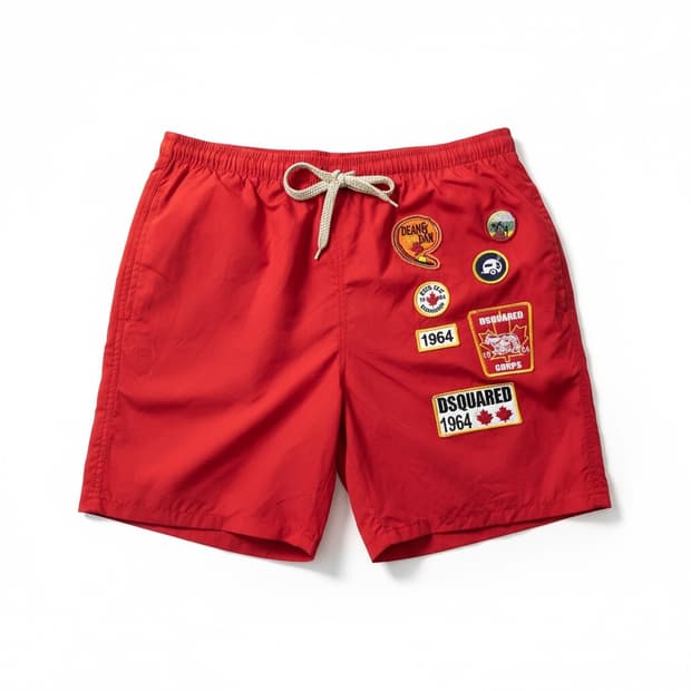 디스퀘어드 레드 패치 반바지 M