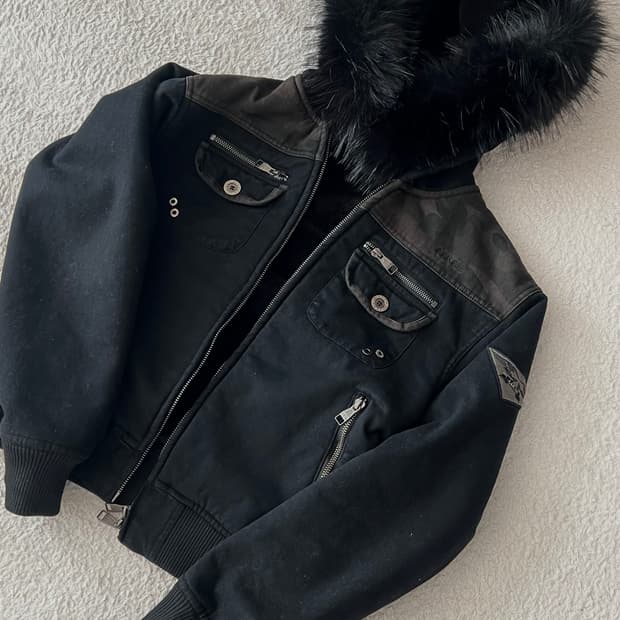 아캄 퍼 카모 자켓 1사이즈 Fur Camo Contrast Jacket