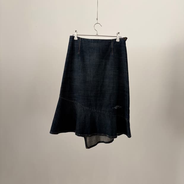Damage Detail Denim Flare Skirt