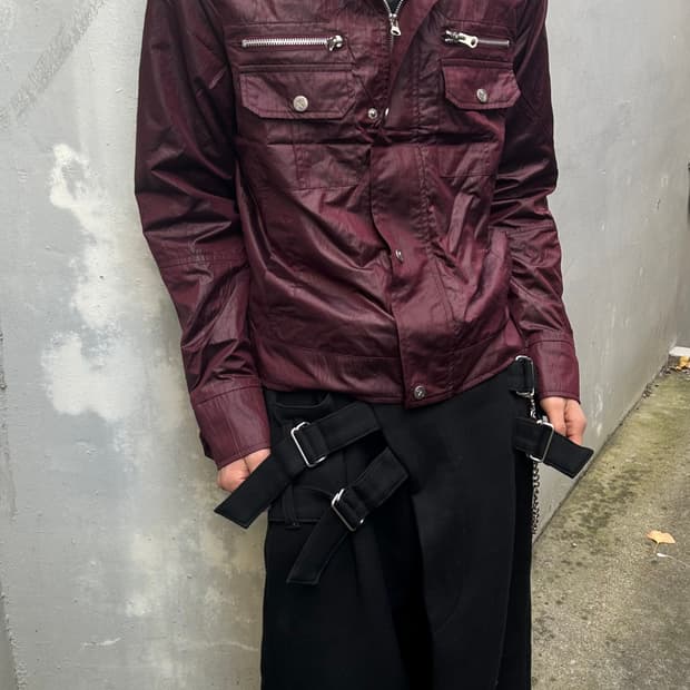 2000s JPN 락시크 버건디 라이더 집업 