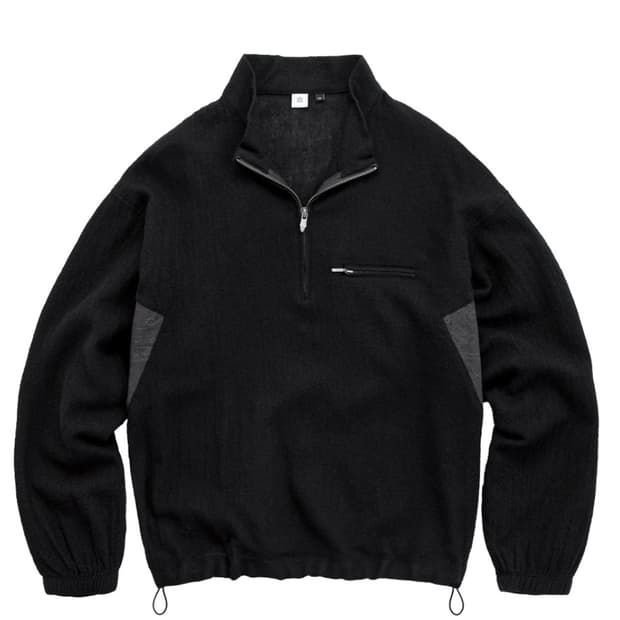 정가 이하 (4) 폴리테루 보일드 울 하프 집 (페이즐리 패치드) 블랙