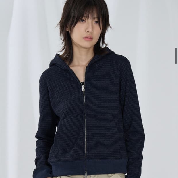 슬로우애시드 부클 스트라이프 후드집업