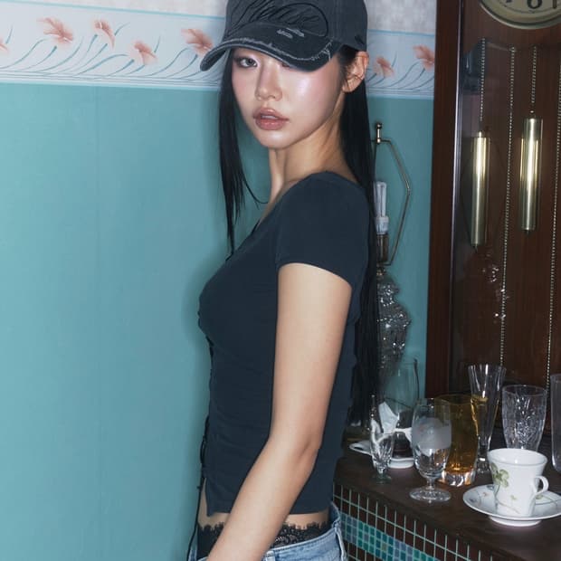 플노팔 Bella washed damage cap (Charcoal)