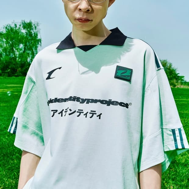 더아이덴티티프로젝트 스트라이프 하프슬리브 라임색