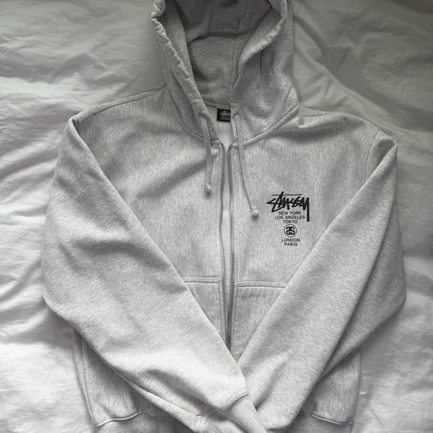 스투시 월드투어 후드 집업 애쉬 헤더 2022 L