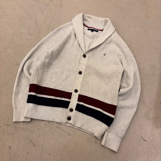 타미힐피거 스몰로고 숄 가디건