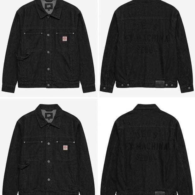 데우스 컬리지 어드레스 데님 트러커 자켓 인디고 블랙 L사이즈