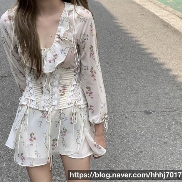 새상품) 환승연애 지연 보헤미안서울 플라워 쉬폰 원피스