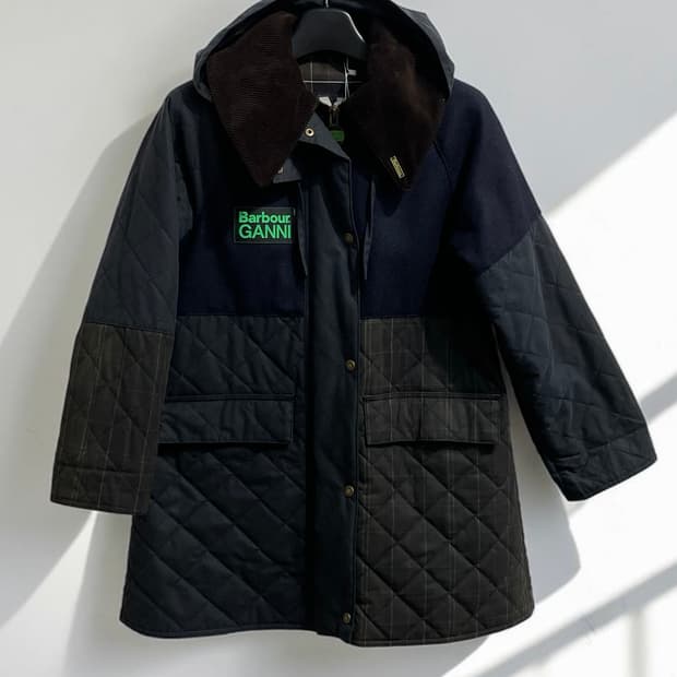 바버 X 가니 퀼팅 후드 자켓