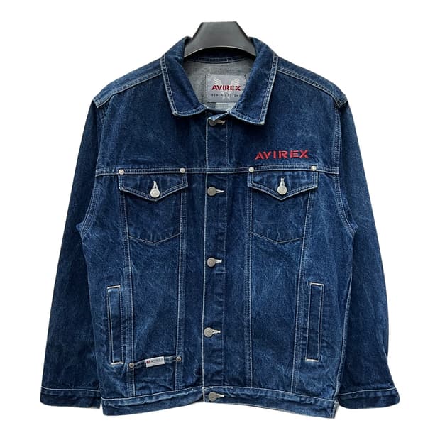 AVIREX 아비렉스 로고 트러커 데님 청자켓 L