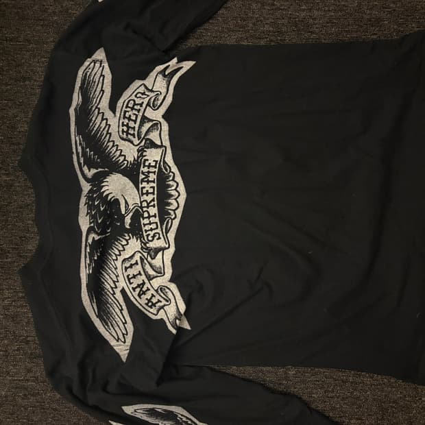 슈프림 안티히어로 이글로고 롱슬리브 블랙 M