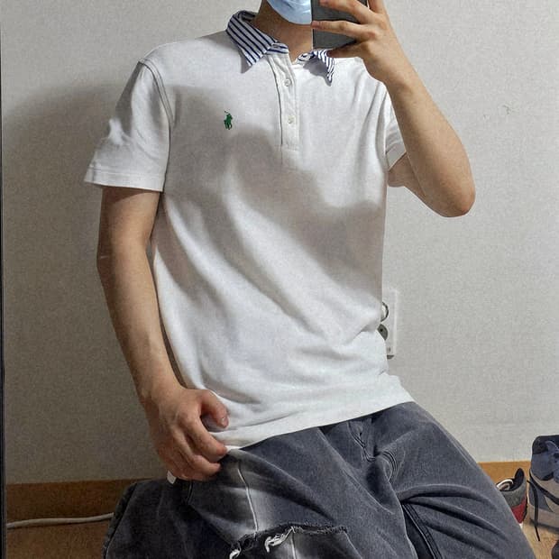 폴로 랄프로렌 화이트 pk 반팔 카라티