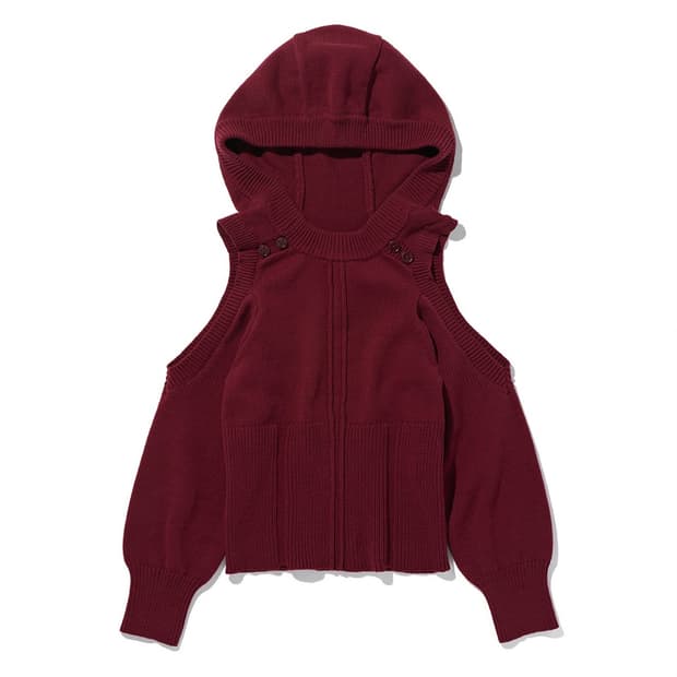 미스치프 컷아웃 숄더 니트 후디 (새상품)