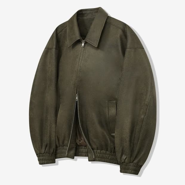 스탠다드에러 블루종 스웨이드자켓 카키