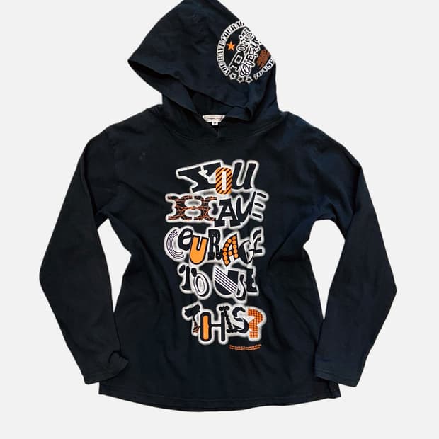 lettering printing hood t-shirt