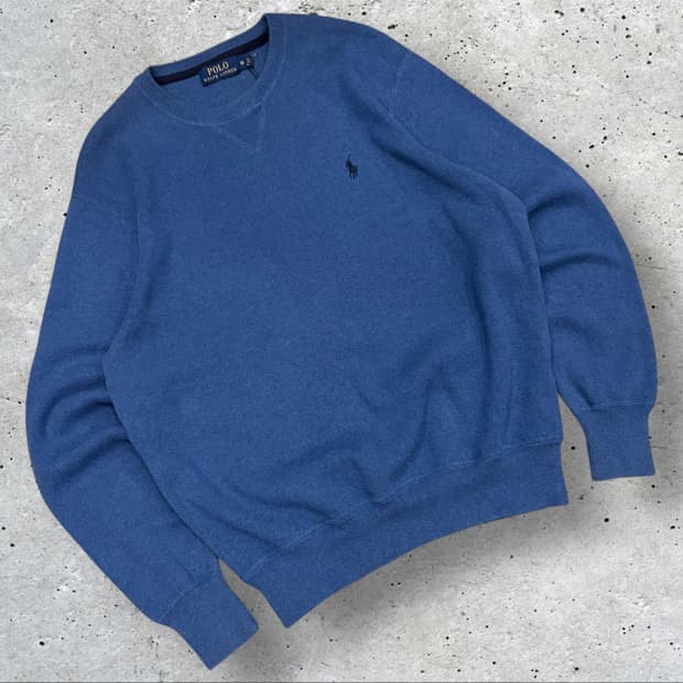 [M] 폴로 랄프로렌 코튼 니트 블루 맨투맨 C384