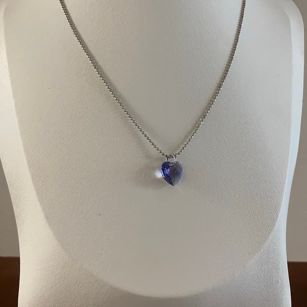 하트 크리스탈 퍼플 목걸이 