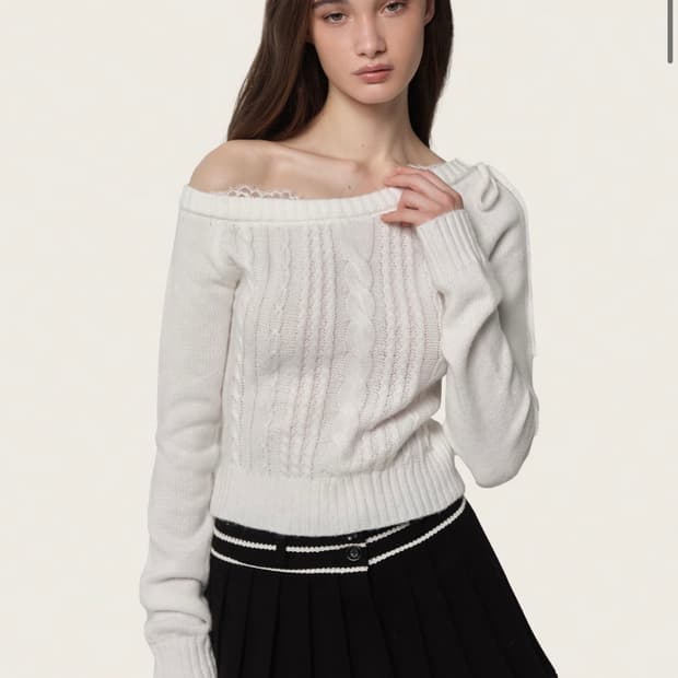 클리시어 Rosy cake cable knit 로지 케이크 니트 화이트