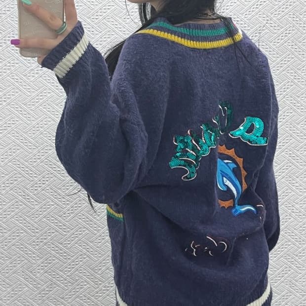 빈티지 일본풍 키치 올드스쿨 스팽글 자수 가디건 110 C07170