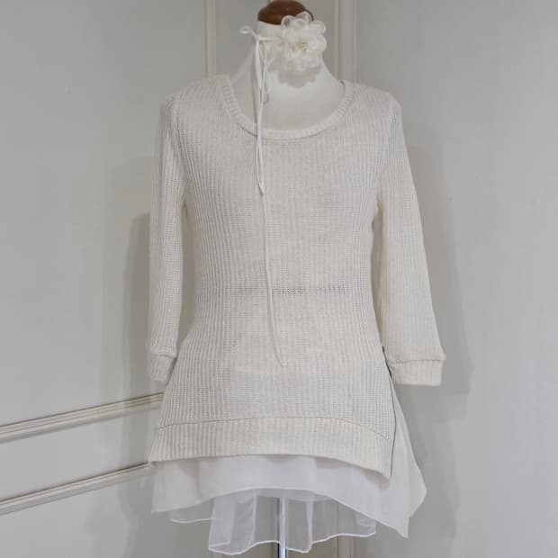 INGNI 일본빈티지) 모리걸 히메라떼갸루st 니트 레이어드 롱슬리브