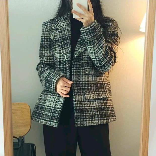 (38)ORR 오르 여자 울 체크 코트 자켓