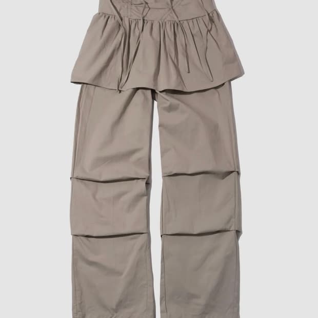 썸플레이스 레이어드 플리츠 미니스커트 스트링 팬츠 코튼 셋업