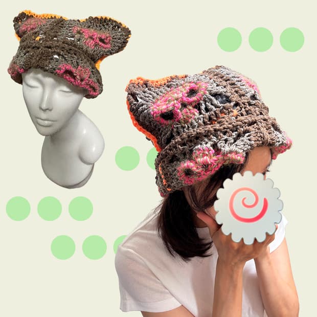 Handmade skull cat beanie